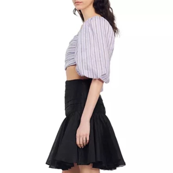 🌻NEW w/tags Sandro Blonvilla Puff Sleeve Crop Top | FR Size 4 / US Size 10 - Picture 5 of 14